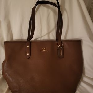 Coach brown leather tote